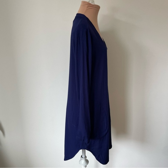 Anthropologie Cloth Stone Blue Rayon Long Sleeve V-Neck Soft Tunic Dress EUC XS - Picture 4 of 10